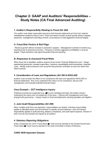 CA Final Auditing Study Notes: GAAP & Auditor Responsibilities