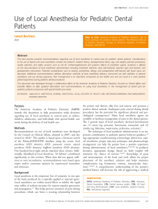 Use of Local Anesthesia for Pediatric Dental Patients
