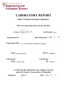 D.C. Circuit Analysis Lab Report - Concordia University