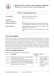 EE3713 Communication Systems Course Outline - Capital University