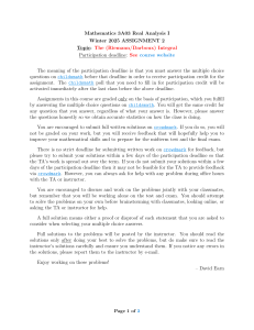 Mathematics 3A03 Real Analysis I Assignment 2: Riemann/Darboux Integral