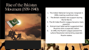 Rise of the Pakistan Movement (1939-1940) - Historical Overview