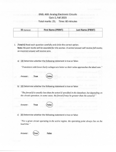 ENEL 469 Analog Electronic Circuits Quiz 2 Fall 2025