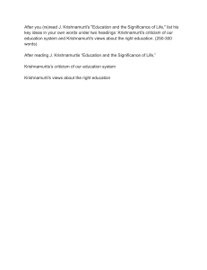 Krishnamurti's Education Ideas: Criticism & Right Education