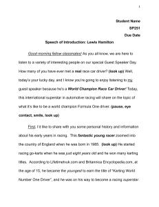 Speech of Introduction: Lewis Hamilton - Guest Speaker Day