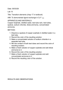 Lab 10: Transition Elements - Ligand Exchange in Cu2+