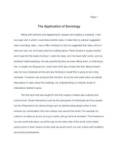 The Application of Sociology: Personal Reflection on Learning Sociological Concepts