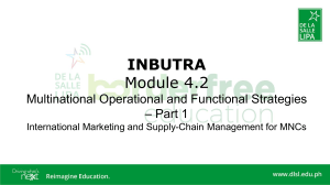 INBUTRA Module 4.2: International Marketing & Supply-Chain for MNCs