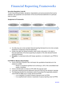 Financial Reporting Frameworks: PFRS for SEs, SMEs, Full PFRS