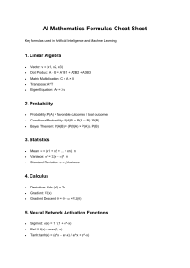 AI Mathematics Formulas Cheat Sheet