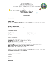 Clinical Abstract: Patient Case from Ilocos Training Medical Center