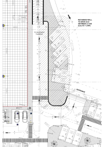 Plan techniczny ściany oporowej i parkingu podziemnego