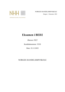 Eksamen i BED2 - NHH H&oslash;sten 2022