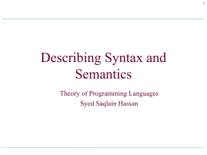 Describing Syntax and Semantics: Theory of Programming Languages