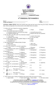 4th Periodical Test MAPEH 6 Philippines