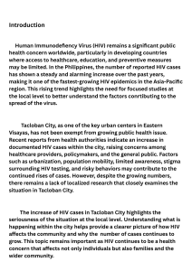 HIV in Tacloban City: A Research Introduction