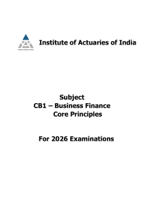 CB1 Business Finance Syllabus 2026 | Institute of Actuaries India