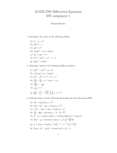 MATH-2790 Differential Equations HW Assignment 1