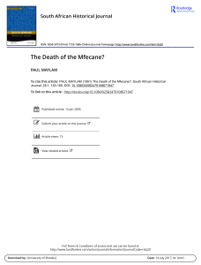 The Death of the Mfecane? Historical Debate Analysis