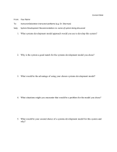 Systems Development Model Recommendation Assignment