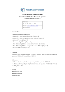 CE 202 Basic Mechanics II Dynamics Syllabus