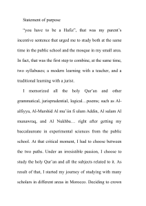 Statement of Purpose for Islamic Studies Doctoral Program