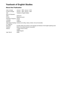 Yearbook of English Studies Journal