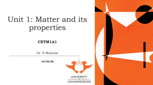 Unit 1: Matter and its properties - Chemistry Lecture Notes