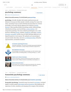 Psychology Summary: Britannica Overview of the Field