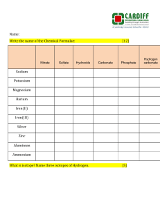 Chemistry Worksheet: Chemical Formulae & Isotopes