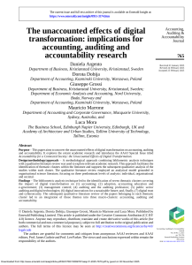 Digital Transformation Effects: Accounting, Auditing, Accountability Research