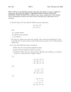 MA 125 HW-4: Systems of Equations & Matrices