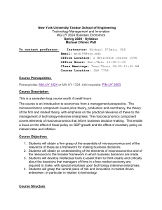 NYU Tandon Business Economics Syllabus Spring 2026