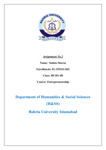 Entrepreneurship Assignment: SMEs in Pakistan