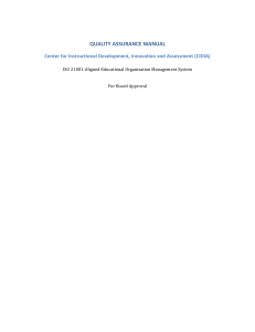 Quality Assurance Manual for Educational Organizations