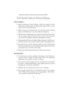 Prof. Savidis's Rules for Technical Writing