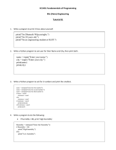 EC1451 Fundamentals of Programming Tutorial 01