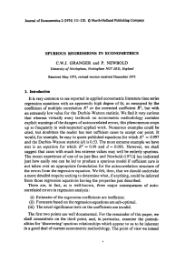 Spurious Regressions in Econometrics: Granger & Newbold 1974