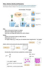 Mass, Volume, Density & Buoyancy Study Guide