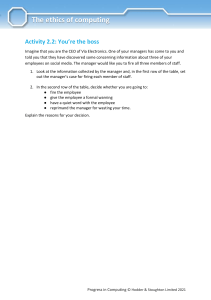 Ethics of Computing Activity: You're the Boss