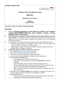 UNISA MAC3761 Management Accounting III Exam Paper February 2022