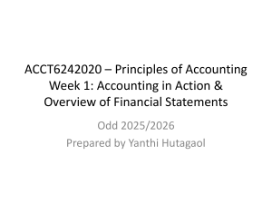 Principles of Accounting Week 1: Financial Statements & Accounting Equation