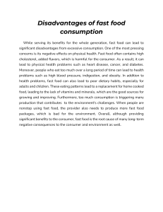 Disadvantages of Fast Food Consumption