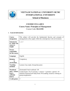 Principles of Management Syllabus BA123IU