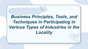 Business Principles, Tools, and Industry Participation