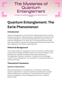 The Mysteries of Quantum Entanglement