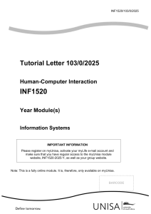 UNISA INF1520 Assignment 2 Tutorial Letter 2025