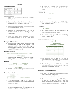 Chemistry Lecture 2: Units of Measurement & Concentration Problems