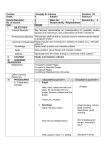 Science 9 Lesson Plan: Elastic and Inelastic Collisions