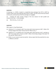 Workshop Chapter 5: Entropy Calculations for Heat Exchangers